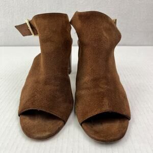 Kate Spade Ankle Booties Womens 8 Brown Emina Suede Adjustable Strap Open Toe
